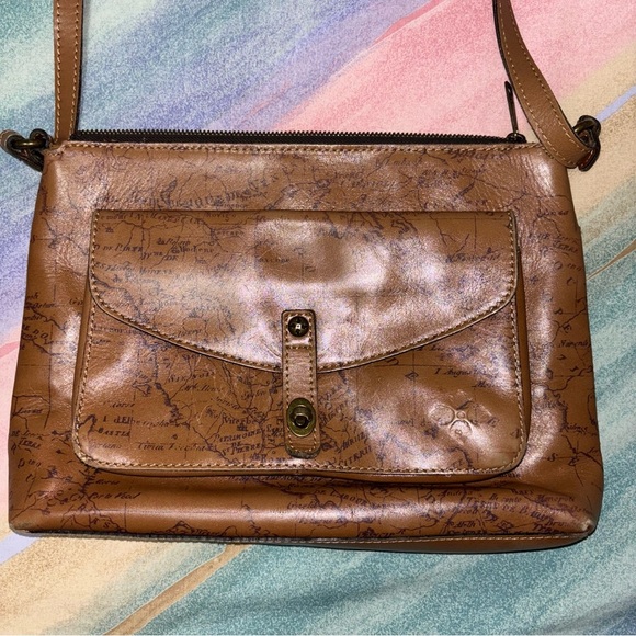 Patricia Nash Leather Kenilworth Signature Map Riot Rust Crossbody Bag - Picture 1 of 12